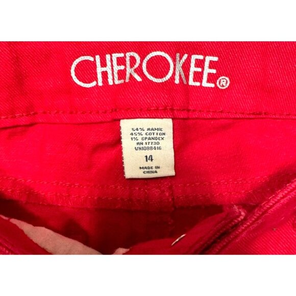 New Girls Cherokee Skinny Red Denim Jeans Size 14 Adjustable Waist - Picture 2 of 9
